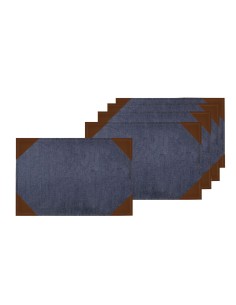 Jogo Americano Jeans com Ponteira de Couro 6un