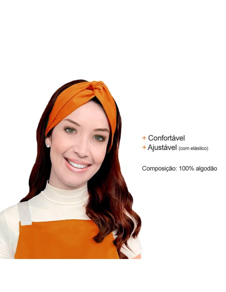 Faixa de Cabelo Turbante Bandana Laranja Chef de Cozinha