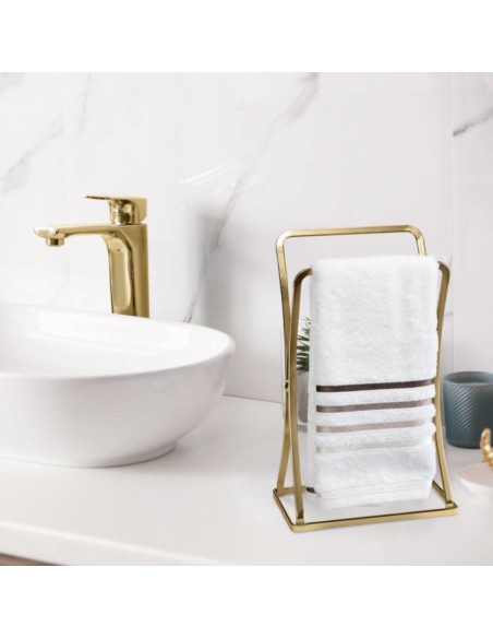 Porta Toalha Rosto Lavabo Suporte Dourado Fosco Ouro Velho