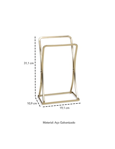 Porta Toalha Rosto Lavabo Suporte Dourado Fosco Ouro Velho