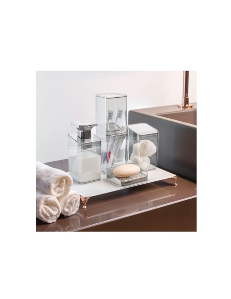 Porta Sabonete Liquido Branco Dispenser Quadrado Transparente