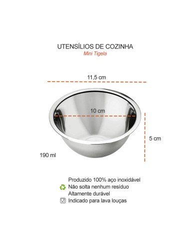 Tigela Bowl Mini Inox Sobremesa Sufle Molho...