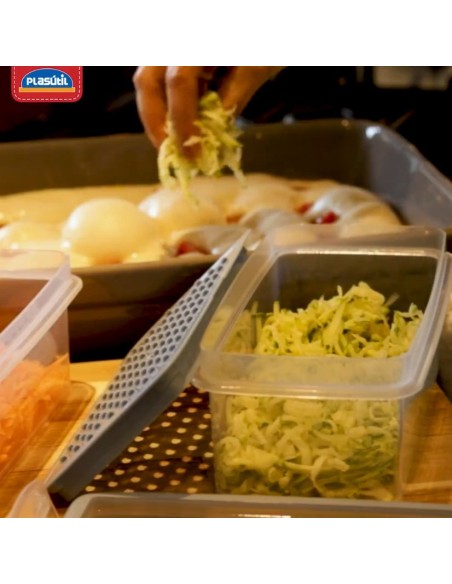 Pote Ralador Tampa Hermetica Plastico BPA Free Cinza 860ml