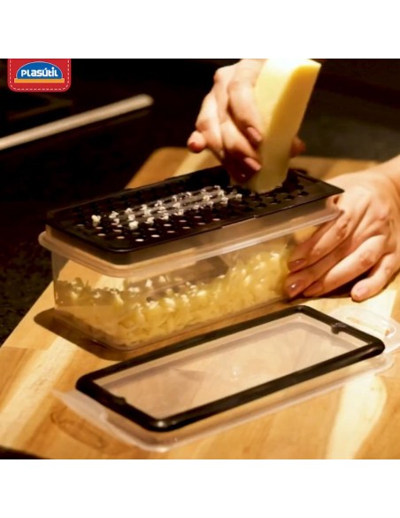 Pote Ralador Tampa Hermetica Plastico BPA Free Cinza 860ml