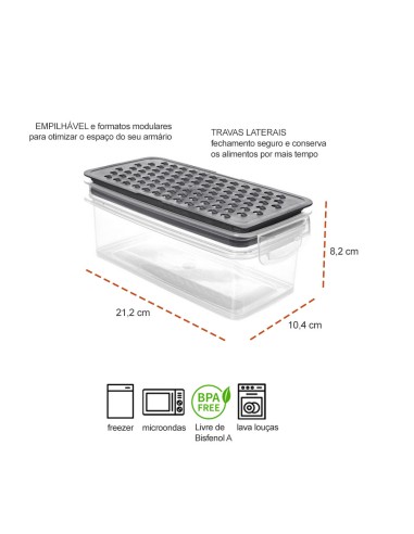 Pote Ralador Tampa Hermetica Plastico BPA Free...