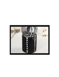 Porta Talheres Utensilios Suporte Inox Preto 2