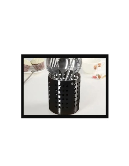 Porta Talheres Utensilios Suporte Inox Preto