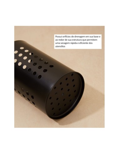 Porta Talheres Utensilios Suporte Inox Preto