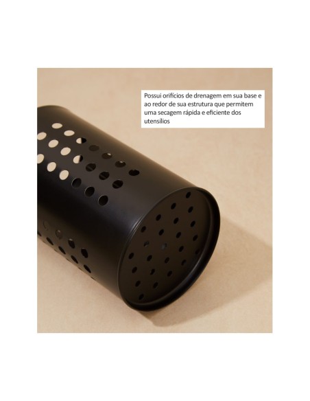 Porta Talheres Utensilios Suporte Inox Preto