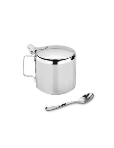 Açucareiro de Inox e Colher Porta Açucar 300gr Cafeteria Bar