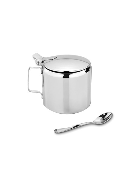 Açucareiro de Inox e Colher Porta Açucar 300gr Cafeteria Bar