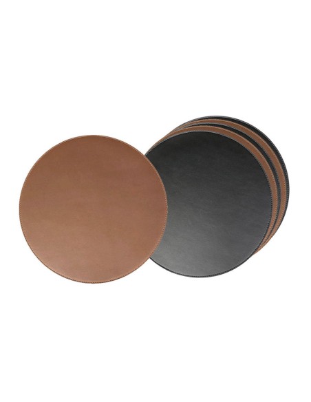 Jogo Americano Redondo Sousplat Marrom Preto Dupla Face 6un