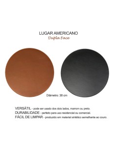 Jogo Americano Redondo Sousplat Marrom Preto Dupla Face 6un 2