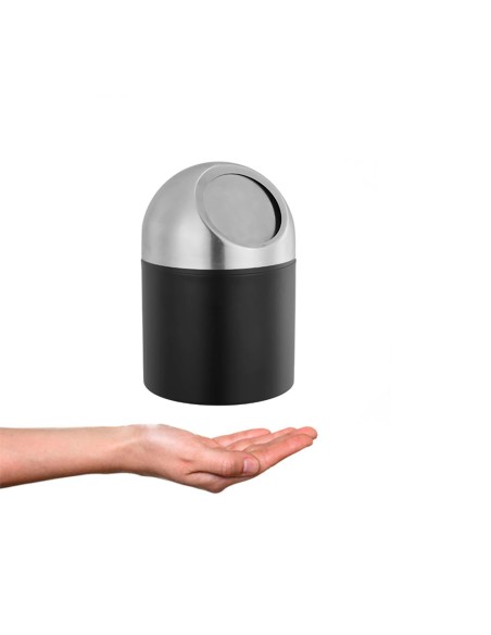 Lixeira de Pia Lavabo Escritorio Mini Inox Preto 1,5L