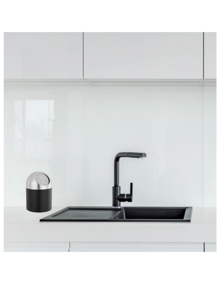 Lixeira de Pia Lavabo Escritorio Mini Inox Preto 1,5L