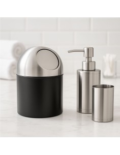 Lixeira de Pia Lavabo Escritorio Mini Inox Preto 1,5L 2