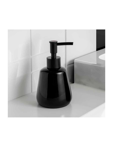 Porta Sabonete Liquido Algodao Ceramica Preto Jogo Banheiro