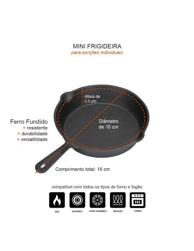 Frigideira Mini Ferro Fundido Fogao Forno...