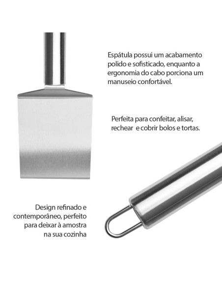 Espatula Burger Bolo Pizza Chapa Angular Inox Curta 25cm