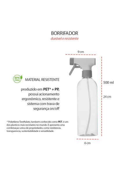 Borrifador Spray Multiuso Limpeza Cinza Bege 500ml Trava