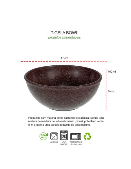 Tigela Bowl Cumbuca Salada Açai Sopa Marrom BPA Free 700ml