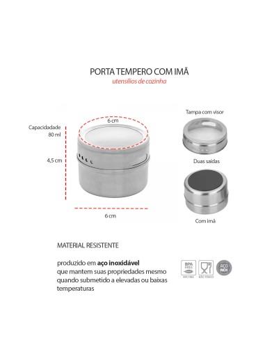 Porta Tempero Condimento Ima Tampa Transparente...