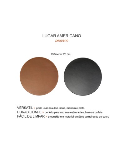 Lugar Americano Mini Redondo Marrom Preto Dupla...