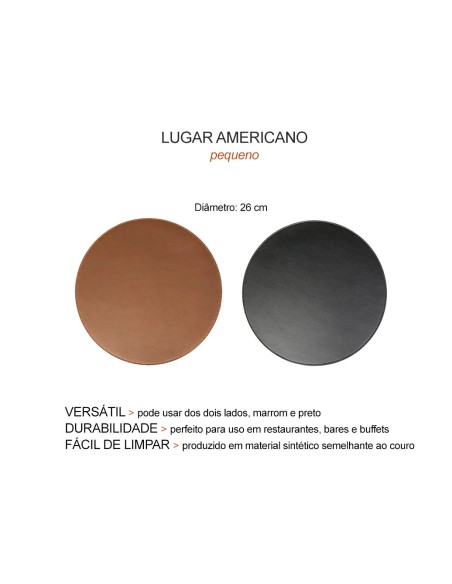 Lugar Americano Mini Redondo Marrom Preto Dupla Face 1un