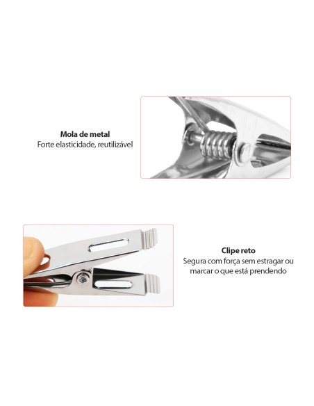 Prendedor de Embalagem Pregador Inox Multiuso Cozinha 12un
