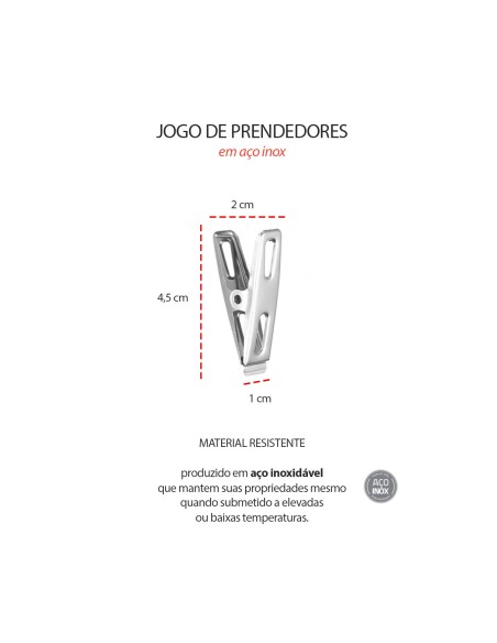 Prendedor de Embalagem Pregador Inox Multiuso Cozinha 12un