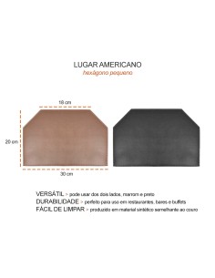Lugar Americano Mini Sousplat Hexagono Marrom Preto Dupla... 2