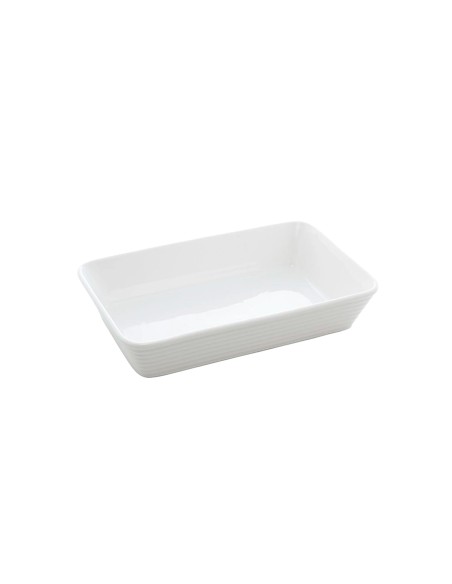 Travessa Refratario de Porcelana Retangular Branco 25,5cm