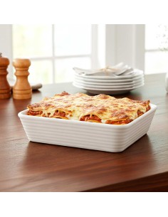 Travessa Refratario de Porcelana Retangular Branco 25,5cm 2