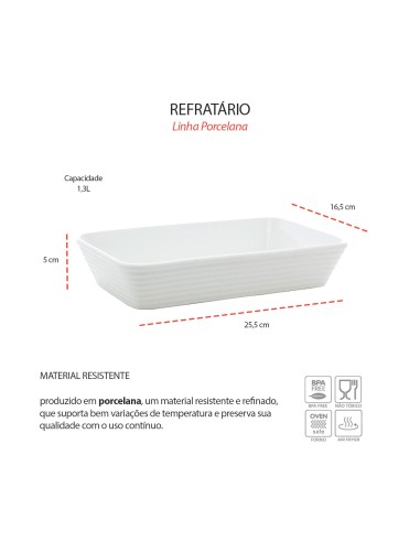 Travessa Refratario de Porcelana Retangular...