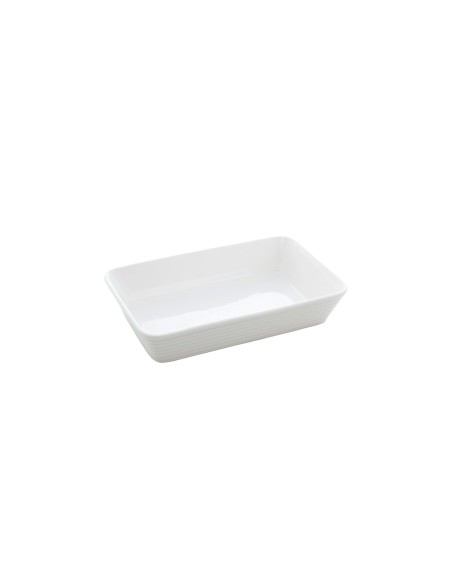 Travessa Refratario de Porcelana Retangular Branco 20cm