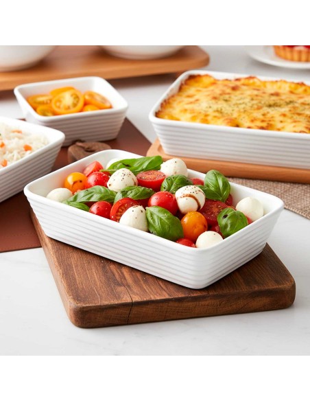 Travessa Refratario de Porcelana Retangular Branco 20cm