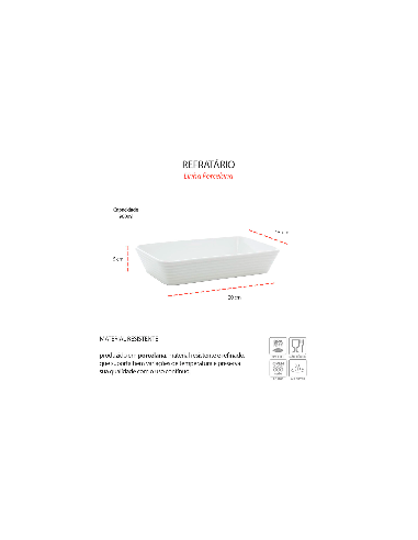 Travessa Refratario de Porcelana Retangular...