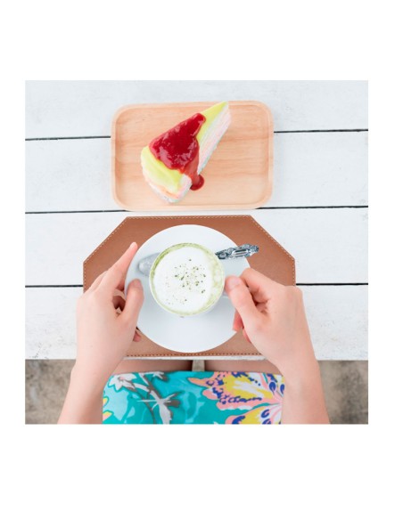 Jogo Americano Mini Hexagono Marrom Preto Dupla Face Cafeteria 6un