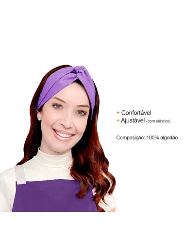 Faixa de Cabelo Turbante Bandana Lilas Lavanda...