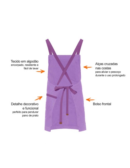 Avental Lilas Lavanda Alça Cruzada Roxo Doceria Açai Sorveteria