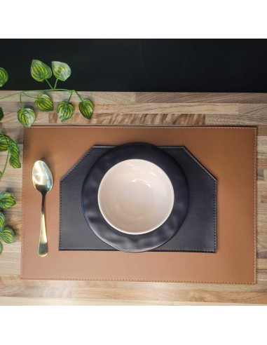 Jogo Americano Mini Hexagono Marrom Preto Dupla...