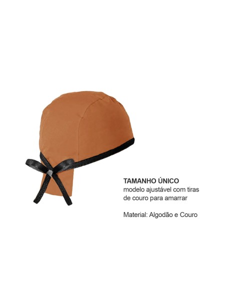 Bandana Caramelo Couro Preto Touca Cozinha Bar Restaurante Unissex