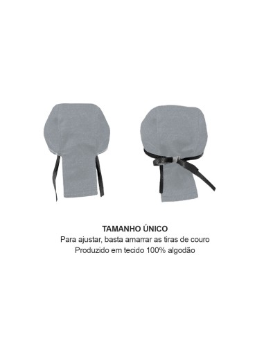 Bandana Cinza Couro Preto Touca Cozinha Bar...