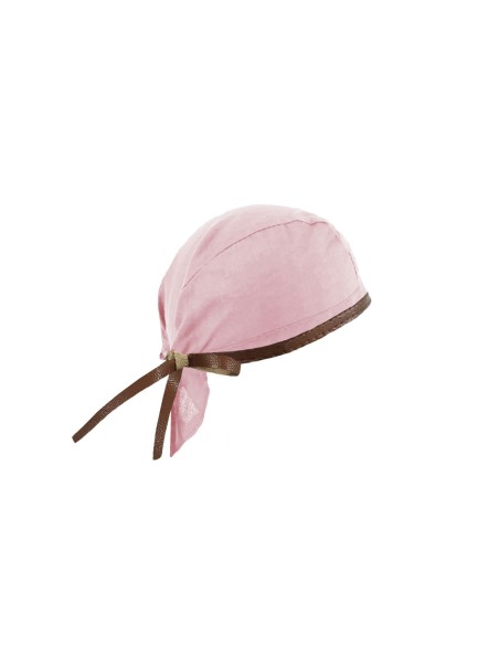 Bandana Rosa Couro Marrom Touca Cozinha Confeitaria Doceria