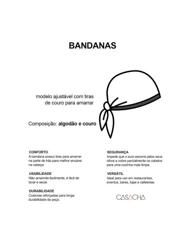Bandana Rosa Couro Marrom Touca Cozinha...