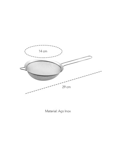 Peneira Inox Cabo Aço Cozinha Confeitaria 14cm