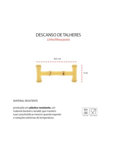 Descanso de Talheres Hashi Bambu Plastico Mesa...