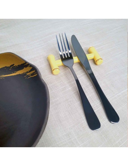 Descanso de Talheres Hashi Bambu Plastico Mesa Posta 10un