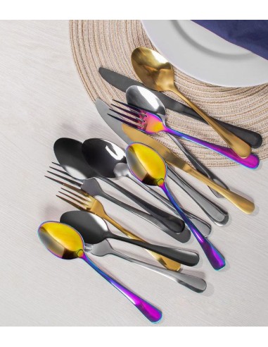 Colher de Cha Preto Talher de Metal Inox...