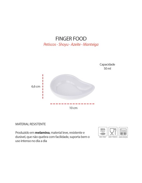 Tigela Porta Shoyu Molho Finger Food Melamina Petisco 50ml 4un